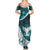 Aotearoa New Zealand Family Matching Summer Maxi Dress and Hawaiian Shirt Maori Wera Paua Shell Teal Glitter