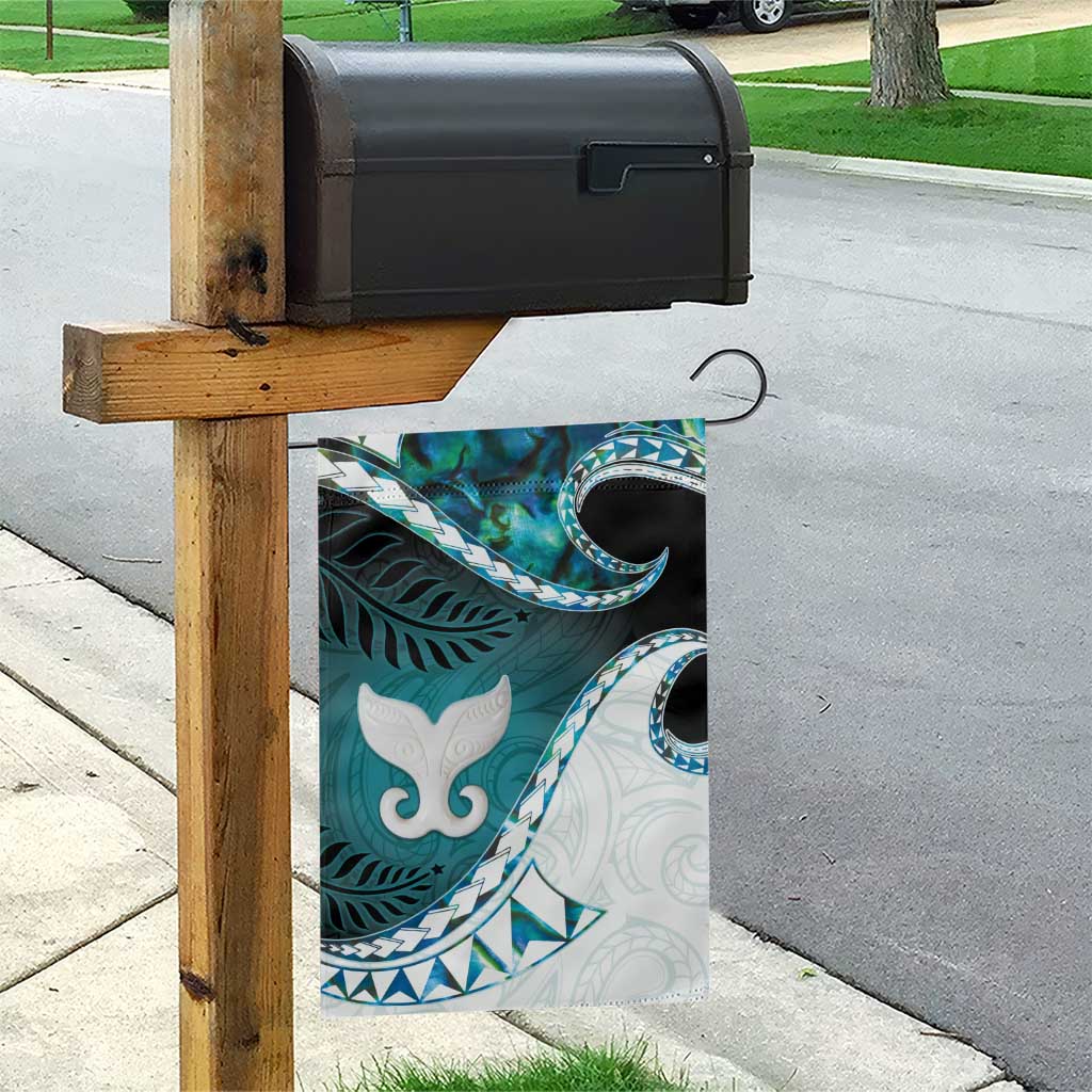 Aotearoa New Zealand Garden Flag Maori Wera Paua Shell Teal Glitter LT05 - Polynesian Pride