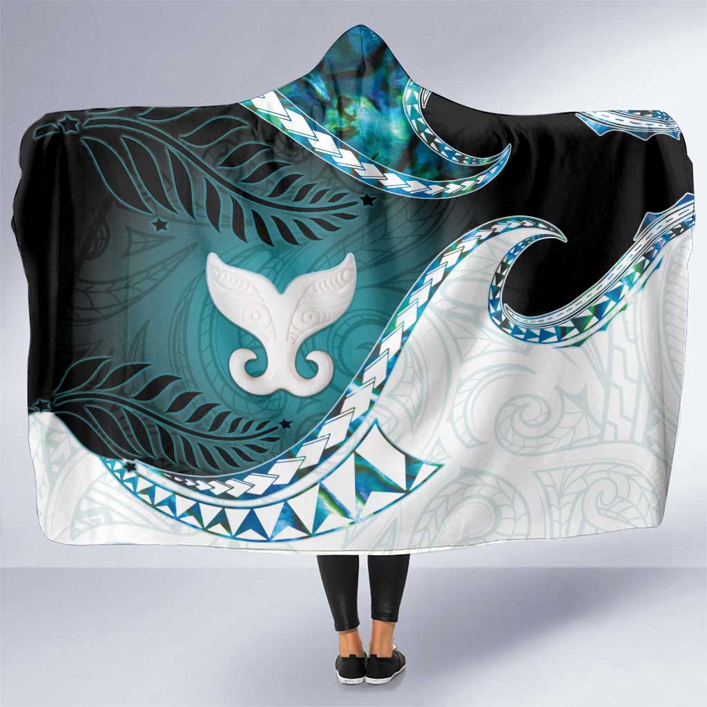 Aotearoa New Zealand Hooded Blanket Maori Wera Paua Shell Teal Glitter LT05 One Size Teal - Polynesian Pride
