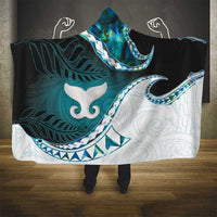 Aotearoa New Zealand Hooded Blanket Maori Wera Paua Shell Teal Glitter LT05 - Polynesian Pride