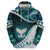 Aotearoa New Zealand Hoodie Maori Wera Paua Shell Teal Glitter