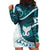 Aotearoa New Zealand Hoodie Dress Maori Wera Paua Shell Teal Glitter