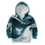 Aotearoa New Zealand Kid Hoodie Maori Wera Paua Shell Teal Glitter