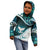 Aotearoa New Zealand Kid Hoodie Maori Wera Paua Shell Teal Glitter