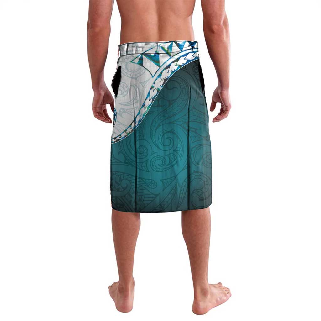 Aotearoa New Zealand Lavalava Maori Wera Paua Shell Teal Glitter LT05 - Polynesian Pride