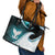 Aotearoa New Zealand Leather Tote Bag Maori Wera Paua Shell Teal Glitter