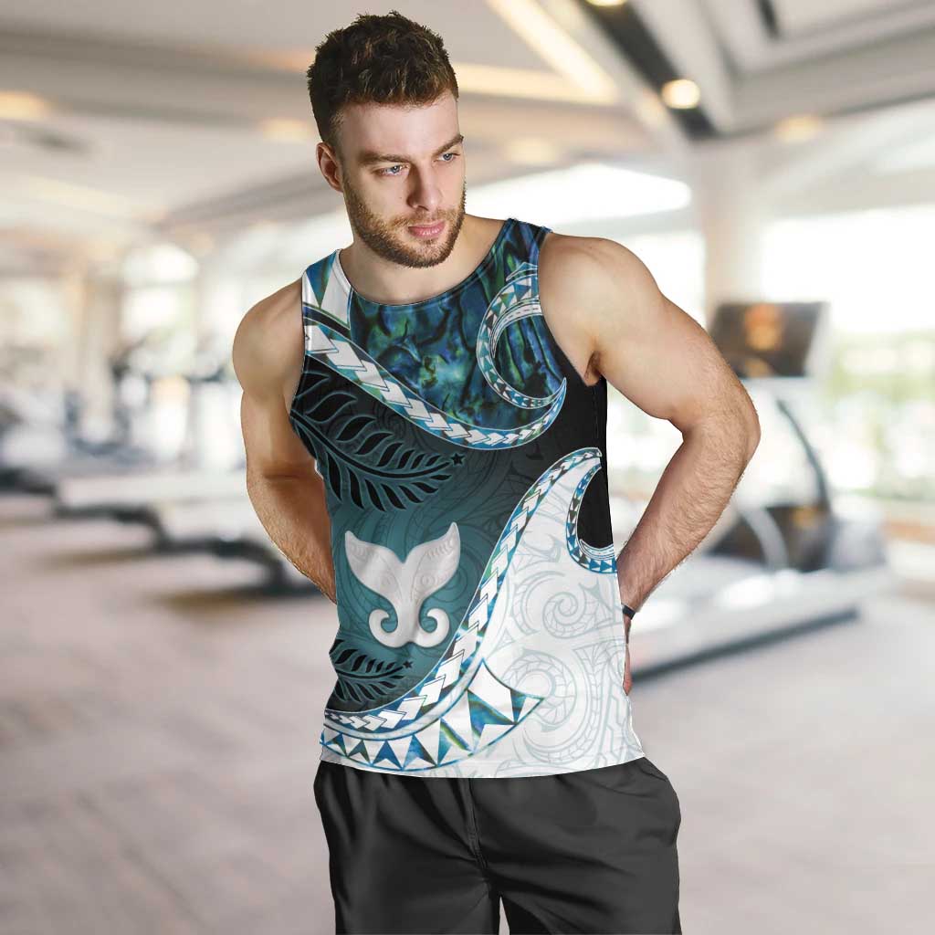 Aotearoa New Zealand Men Tank Top Maori Wera Paua Shell Teal Glitter LT05 Teal - Polynesian Pride