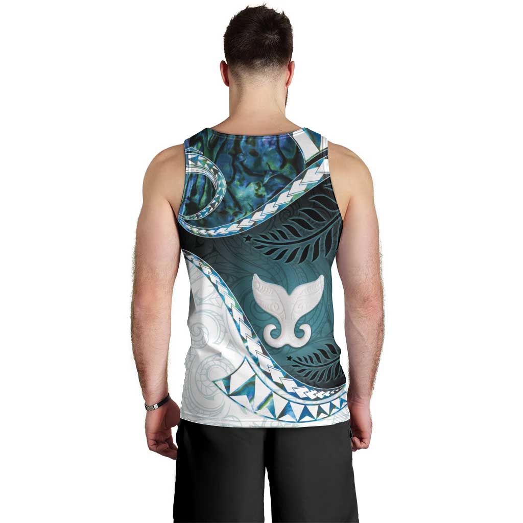 Aotearoa New Zealand Men Tank Top Maori Wera Paua Shell Teal Glitter LT05 - Polynesian Pride