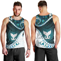 Aotearoa New Zealand Men Tank Top Maori Wera Paua Shell Teal Glitter LT05 - Polynesian Pride