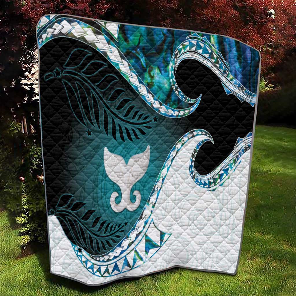Aotearoa New Zealand Quilt Maori Wera Paua Shell Teal Glitter