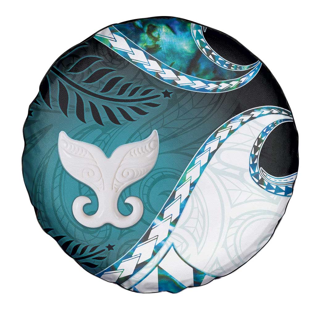 Aotearoa New Zealand Spare Tire Cover Maori Wera Paua Shell Teal Glitter LT05 - Polynesian Pride