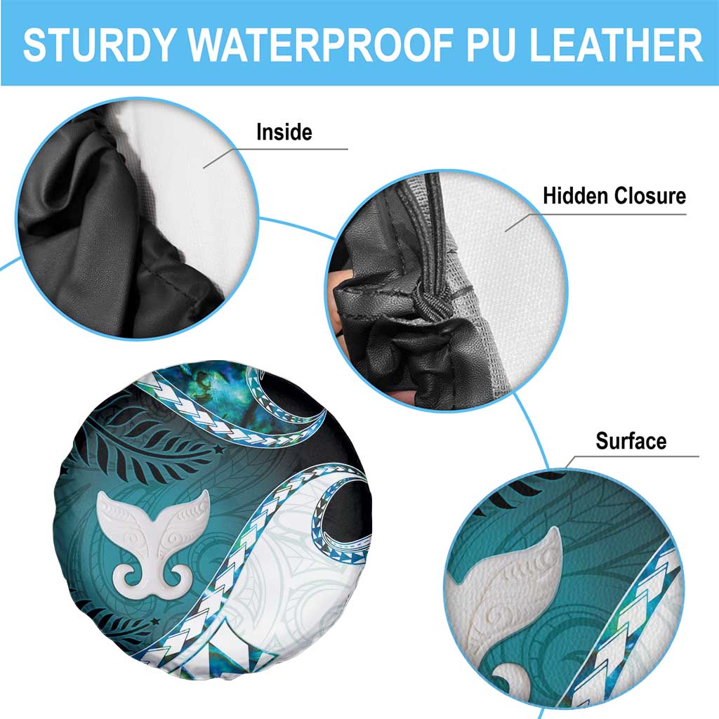 Aotearoa New Zealand Spare Tire Cover Maori Wera Paua Shell Teal Glitter LT05 - Polynesian Pride