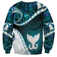 Aotearoa New Zealand Sweatshirt Maori Wera Paua Shell Teal Glitter LT05 - Polynesian Pride