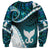 Aotearoa New Zealand Sweatshirt Maori Wera Paua Shell Teal Glitter