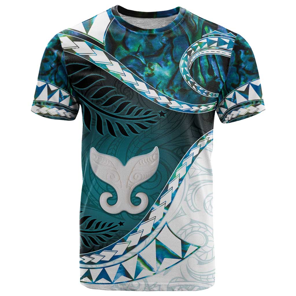 Aotearoa New Zealand T Shirt Maori Wera Paua Shell Teal Glitter LT05 Teal - Polynesian Pride