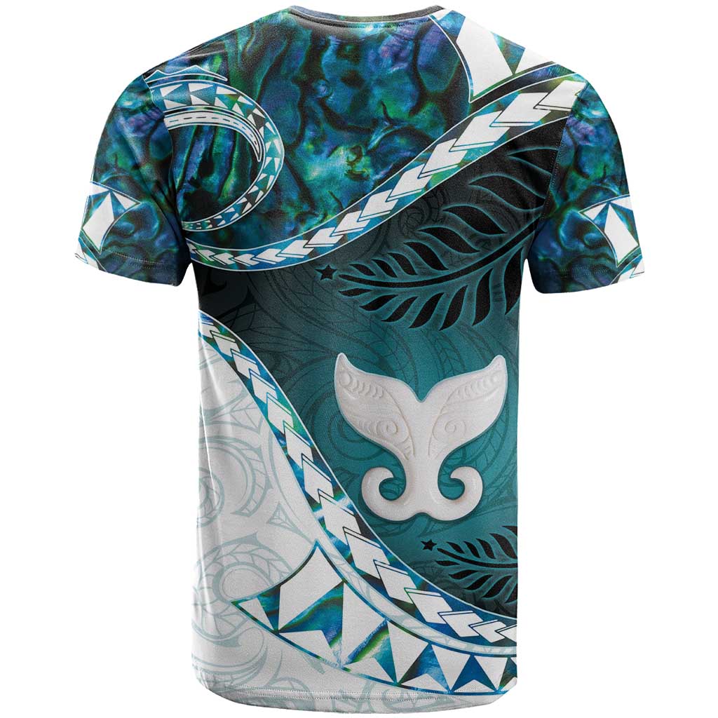 Aotearoa New Zealand T Shirt Maori Wera Paua Shell Teal Glitter LT05 - Polynesian Pride