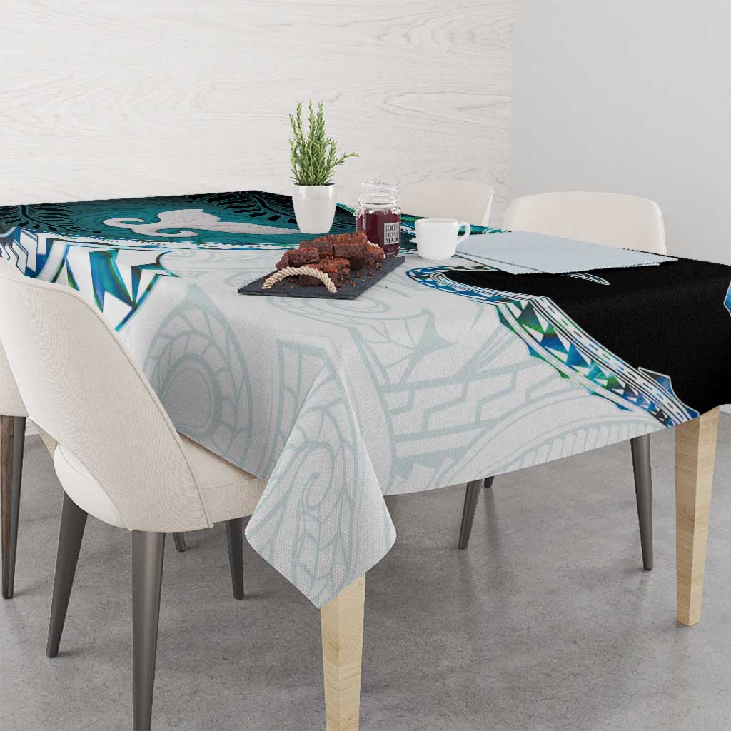 Aotearoa New Zealand Tablecloth Maori Wera Paua Shell Teal Glitter LT05 - Polynesian Pride