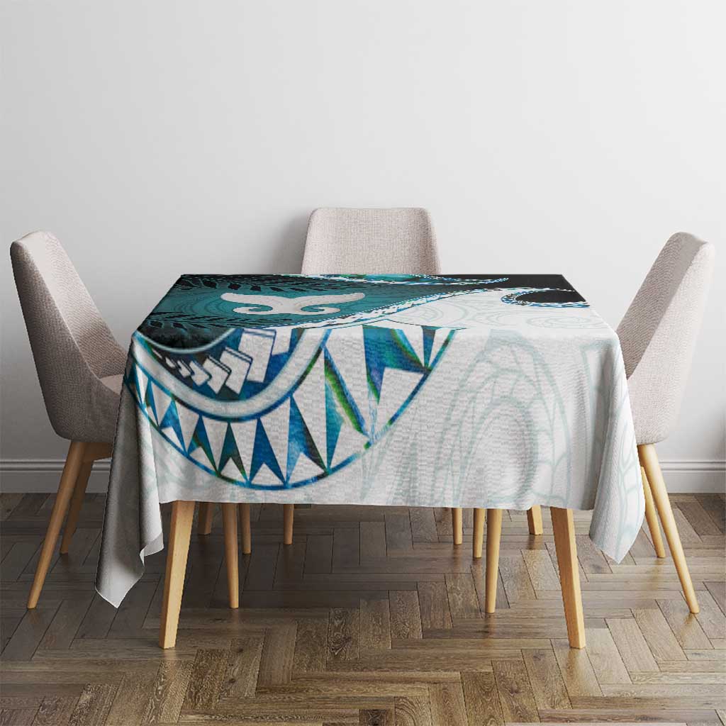 Aotearoa New Zealand Tablecloth Maori Wera Paua Shell Teal Glitter LT05 - Polynesian Pride