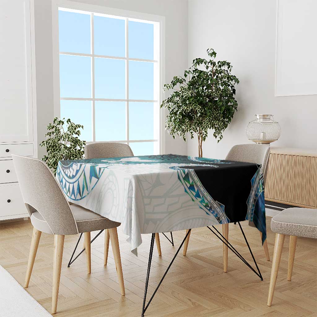 Aotearoa New Zealand Tablecloth Maori Wera Paua Shell Teal Glitter LT05 - Polynesian Pride