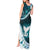 Aotearoa New Zealand Tank Maxi Dress Maori Wera Paua Shell Teal Glitter