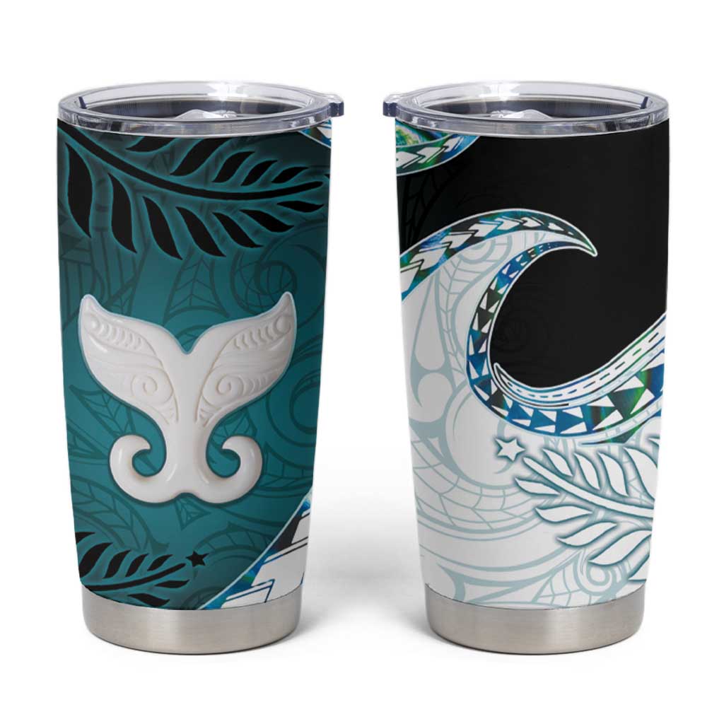 Aotearoa New Zealand Tumbler Cup Maori Wera Paua Shell Teal Glitter LT05 Teal - Polynesian Pride