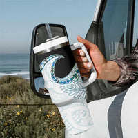 Aotearoa New Zealand Tumbler With Handle Maori Wera Paua Shell Teal Glitter LT05 - Polynesian Pride