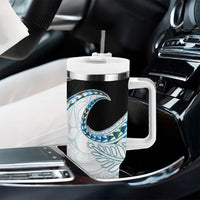 Aotearoa New Zealand Tumbler With Handle Maori Wera Paua Shell Teal Glitter LT05 - Polynesian Pride