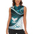 Aotearoa New Zealand Women Sleeveless Polo Shirt Maori Wera Paua Shell Teal Glitter