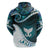 Aotearoa New Zealand Zip Hoodie Maori Wera Paua Shell Teal Glitter