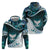 Aotearoa New Zealand Zip Hoodie Maori Wera Paua Shell Teal Glitter