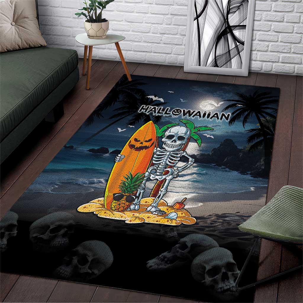 Hawaii Halloween Area Rug Hallowaiian Skeleton Surf