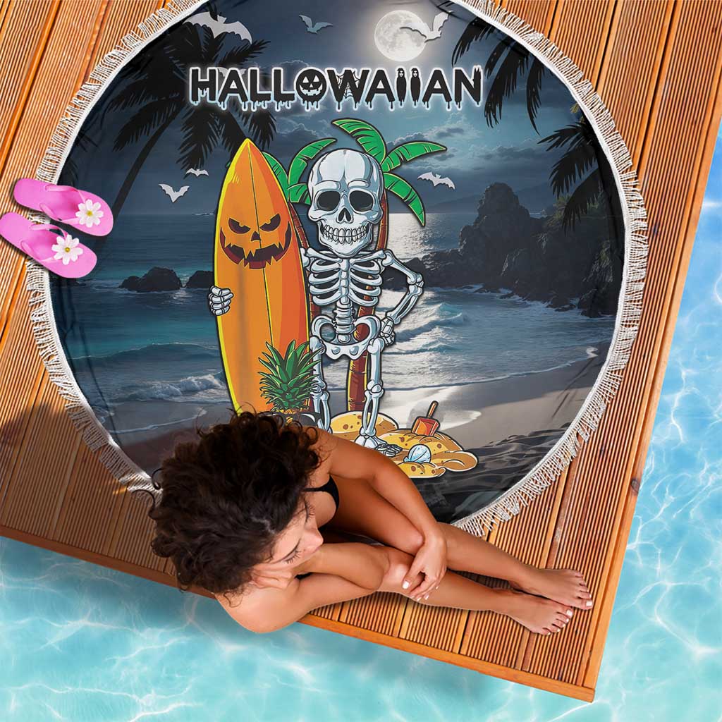 Hawaii Halloween Beach Blanket Hallowaiian Skeleton Surf LT05 - Polynesian Pride