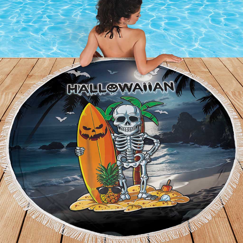 Hawaii Halloween Beach Blanket Hallowaiian Skeleton Surf LT05 - Polynesian Pride