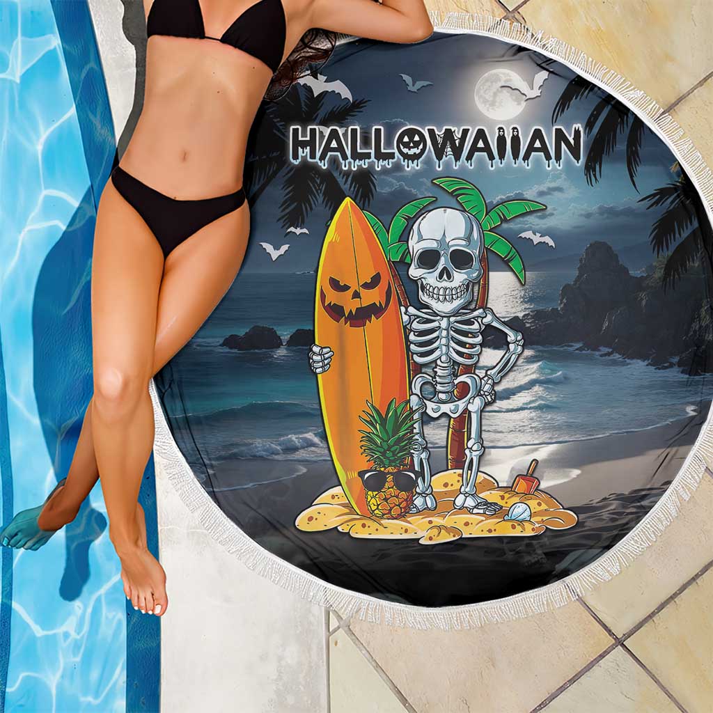 Hawaii Halloween Beach Blanket Hallowaiian Skeleton Surf LT05 - Polynesian Pride