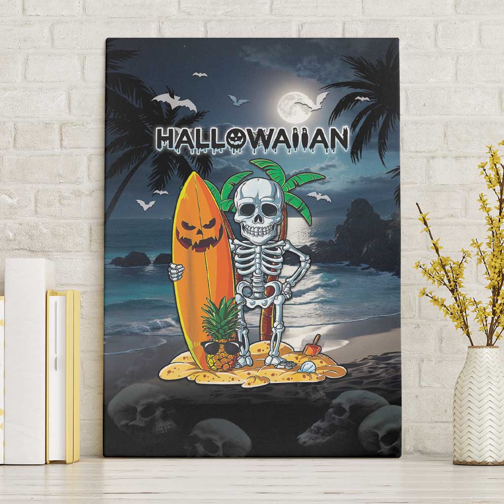Hawaii Halloween Canvas Wall Art Hallowaiian Skeleton Surf LT05 Without Frame Black - Polynesian Pride