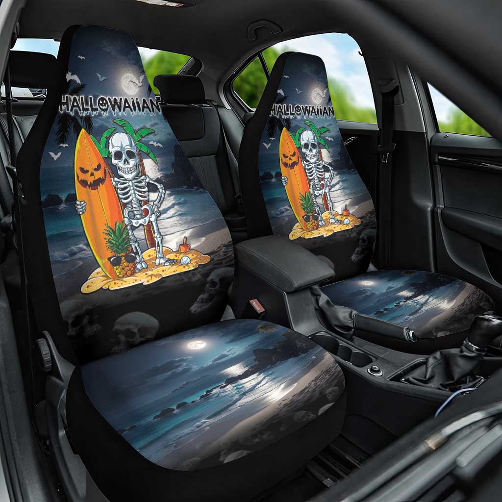 Hawaii Halloween Car Seat Cover Hallowaiian Skeleton Surf