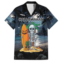 Personalised Hawaii Halloween Family Matching Off Shoulder Short Dress and Hawaiian Shirt Hallowaiian Skeleton Surf LT05 Dad's Shirt - Short Sleeve Black - Polynesian Pride