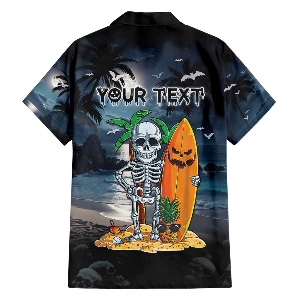 Personalised Hawaii Halloween Family Matching Short Sleeve Bodycon Dress and Hawaiian Shirt Hallowaiian Skeleton Surf LT05 - Polynesian Pride