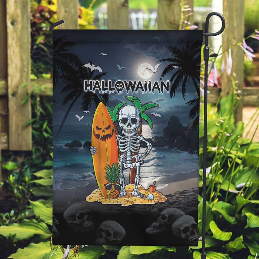 Hawaii Halloween Garden Flag Hallowaiian Skeleton Surf LT05 Garden Flag Black - Polynesian Pride