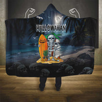 Hawaii Halloween Hooded Blanket Hallowaiian Skeleton Surf LT05 - Polynesian Pride
