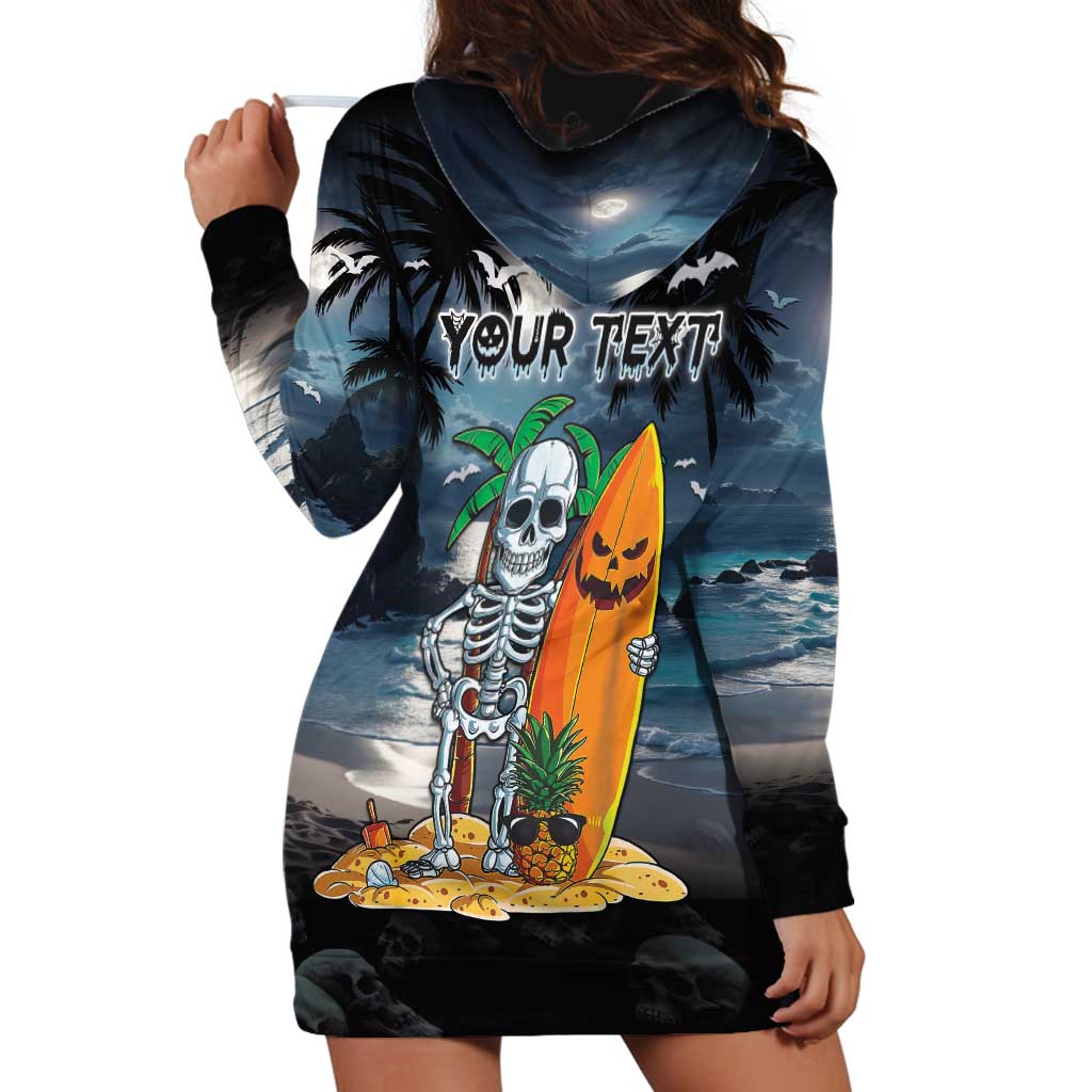 Personalised Hawaii Halloween Hoodie Dress Hallowaiian Skeleton Surf LT05 - Polynesian Pride