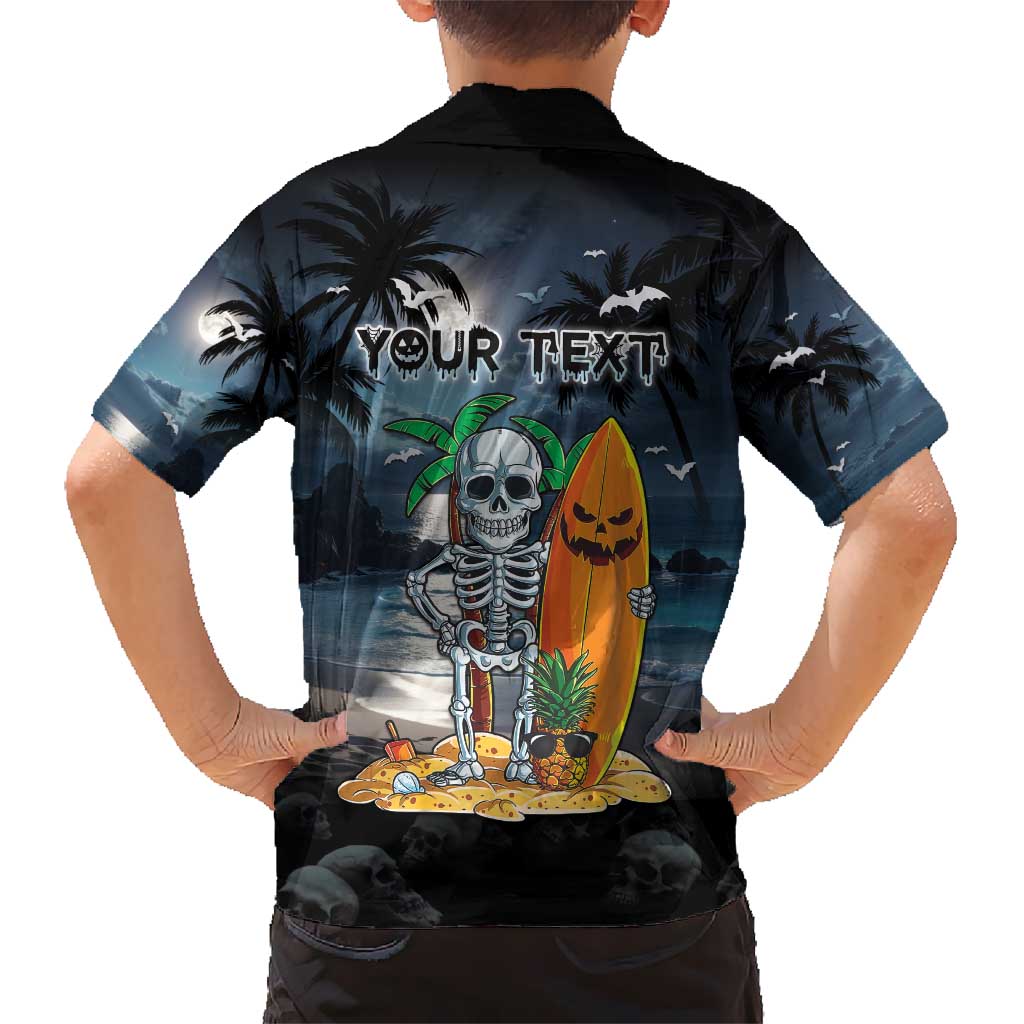 Personalised Hawaii Halloween Kid Hawaiian Shirt Hallowaiian Skeleton Surf