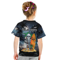 Personalised Hawaii Halloween Kid T Shirt Hallowaiian Skeleton Surf