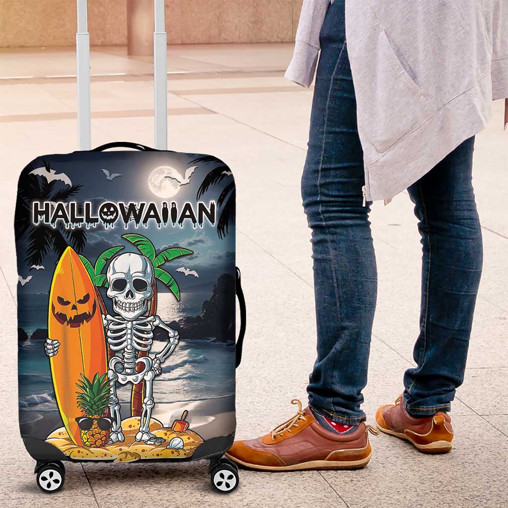 Hawaii Halloween Luggage Cover Hallowaiian Skeleton Surf