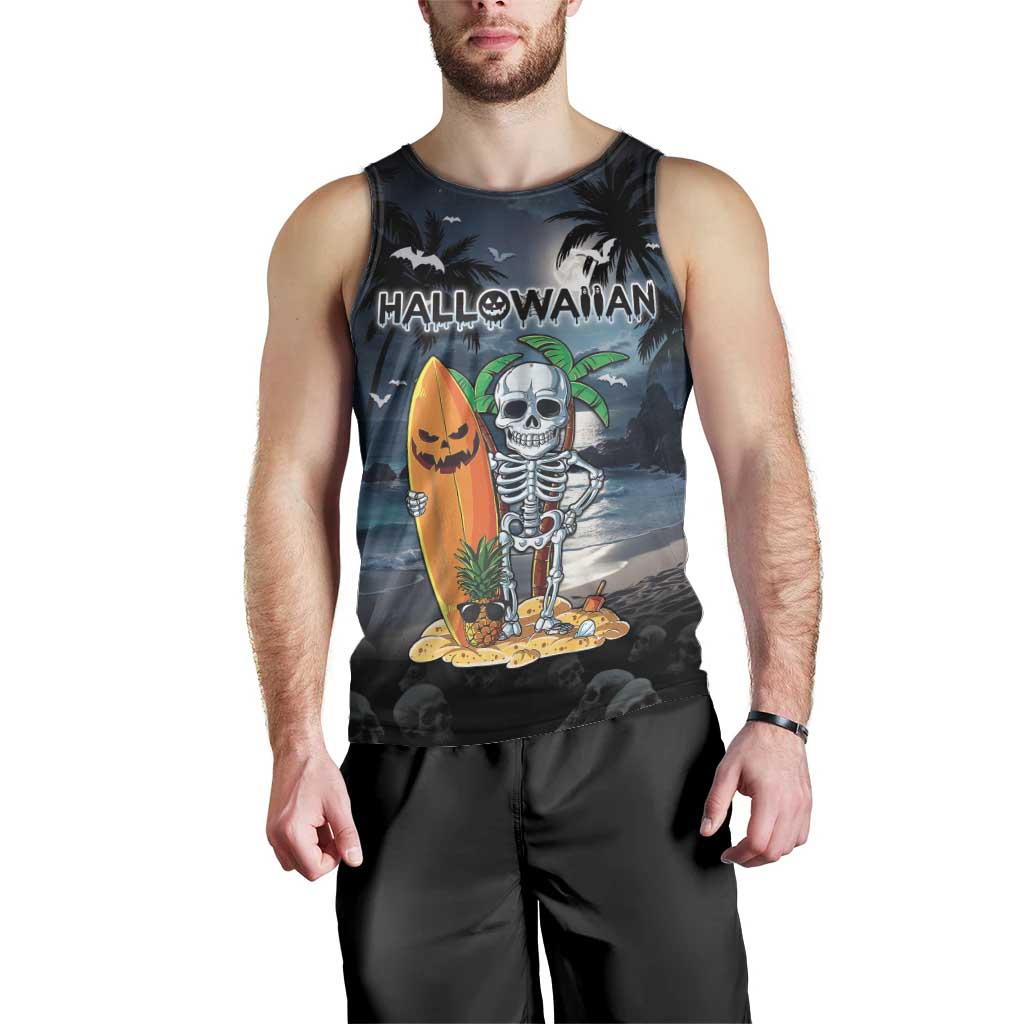 Personalised Hawaii Halloween Men Tank Top Hallowaiian Skeleton Surf LT05 - Polynesian Pride