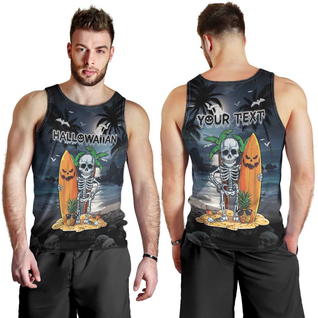 Personalised Hawaii Halloween Men Tank Top Hallowaiian Skeleton Surf LT05 - Polynesian Pride