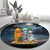 Hawaii Halloween Round Carpet Hallowaiian Skeleton Surf