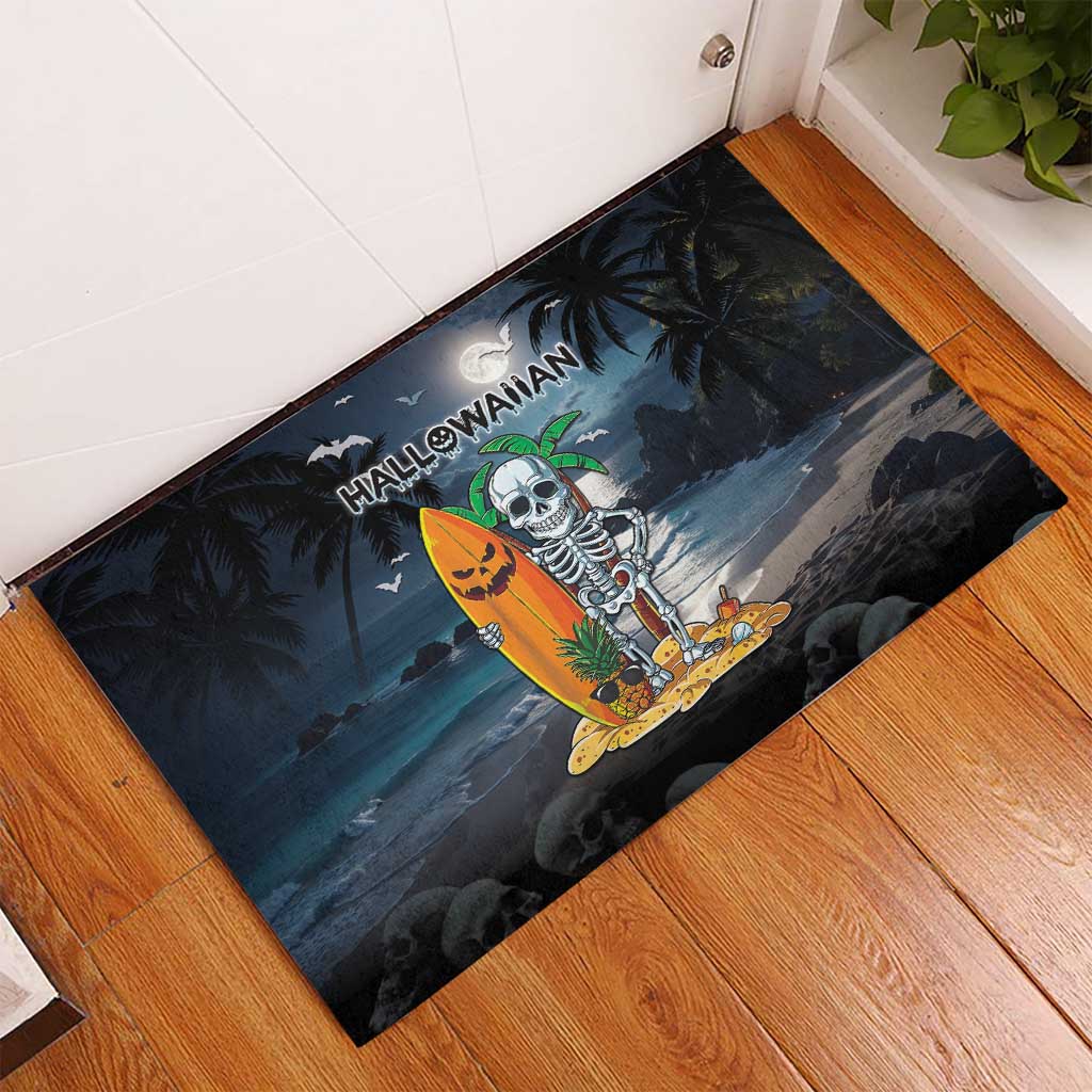 Hawaii Halloween Rubber Doormat Hallowaiian Skeleton Surf LT05 - Polynesian Pride
