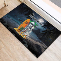 Hawaii Halloween Rubber Doormat Hallowaiian Skeleton Surf LT05 - Polynesian Pride
