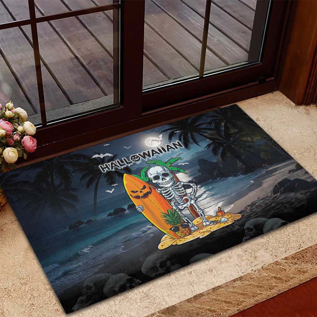 Hawaii Halloween Rubber Doormat Hallowaiian Skeleton Surf LT05 - Polynesian Pride